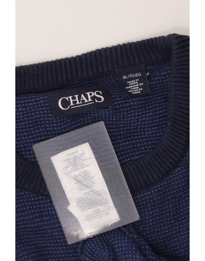 Chaps Mens Crew Neck Jumper Sweater XL Navy Blue Cotton