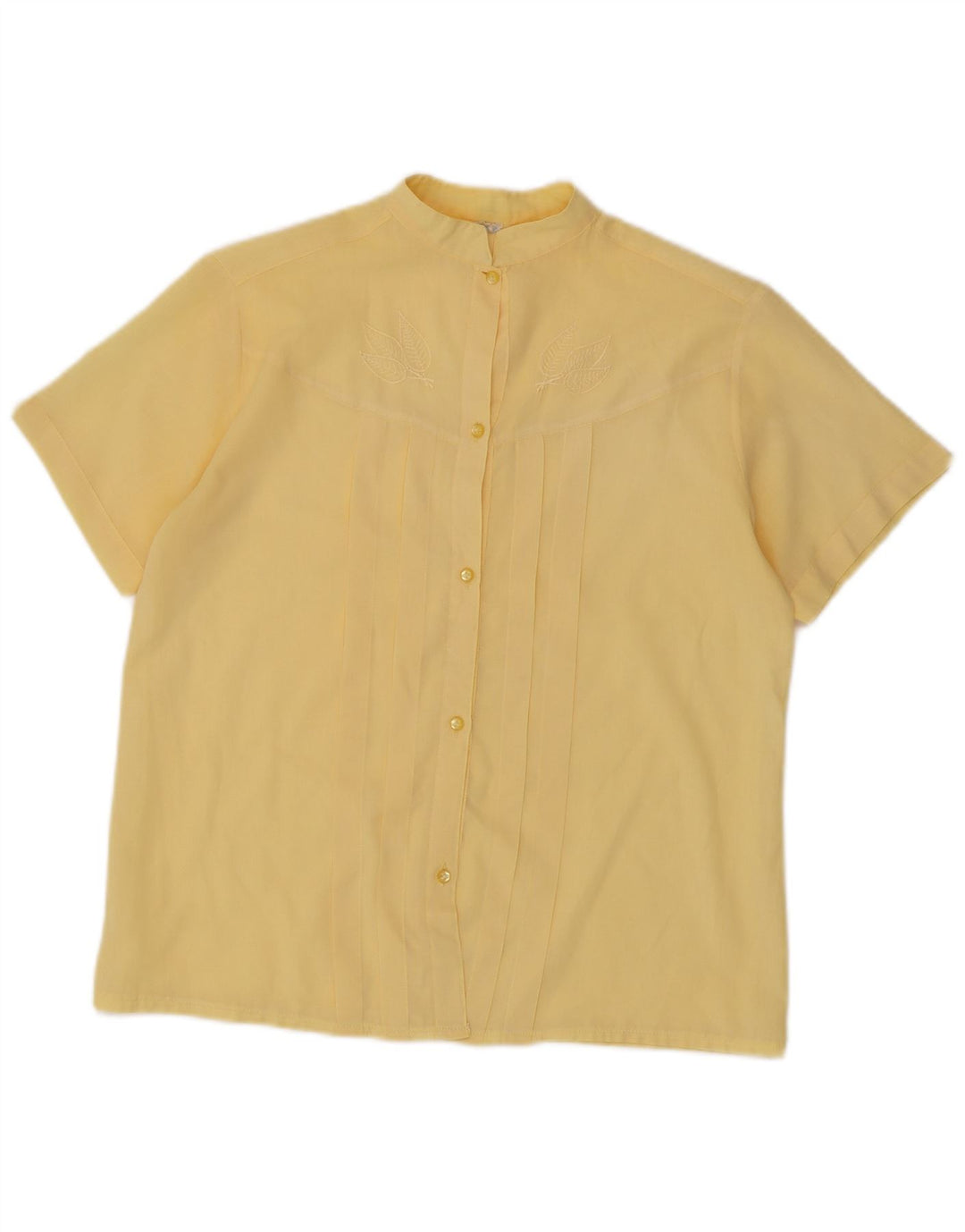 Ambra Womens Short Sleeve Shirt Blouse UK 14 Medium Yellow Polyester