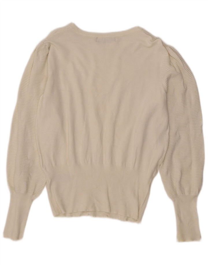 Marks & Spencer Womens Boat Neck Jumper Sweater UK 12 Medium Off White