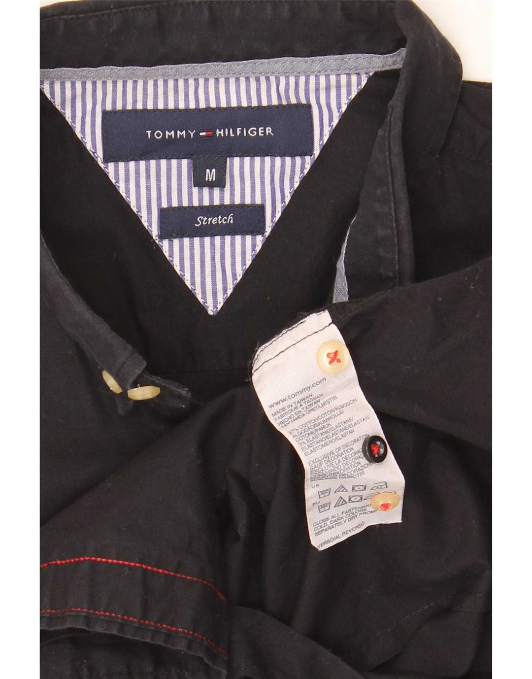 Tommy Hilfiger Mens Stretch Shirt Medium Black Cotton