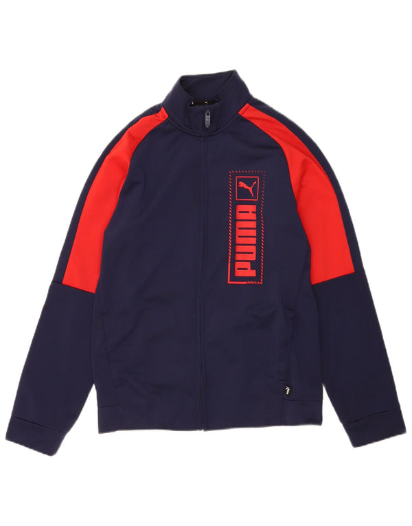 Puma Boys Graphic Tracksuit Top Jacket 13-14 Years Navy Blue Colourblock