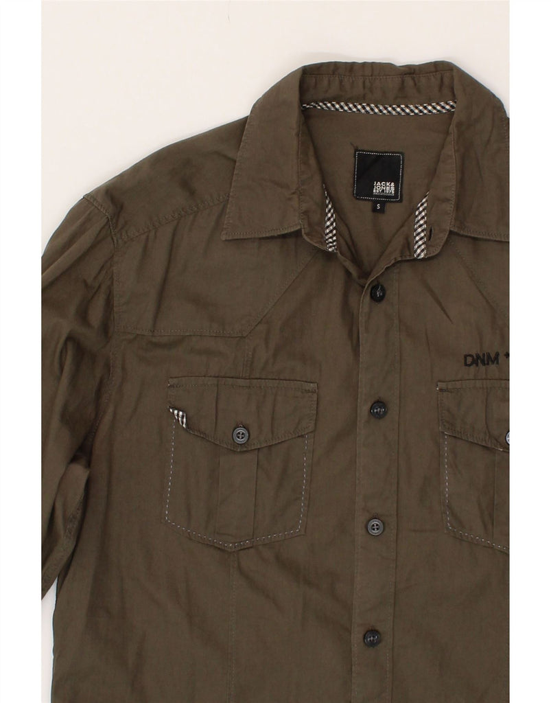 JACK & JONES Mens Graphic Shirt Small Brown Cotton Vintage Jack & Jones and Second-Hand Jack & Jones from Messina Hembry 