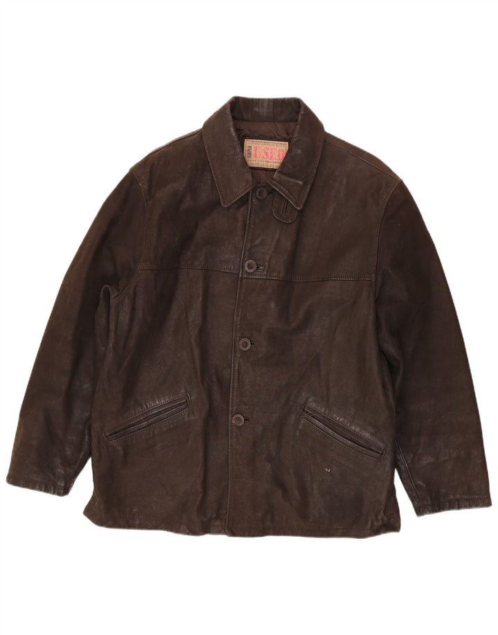 Vintage Mens Leather Jacket IT 48 Medium Brown