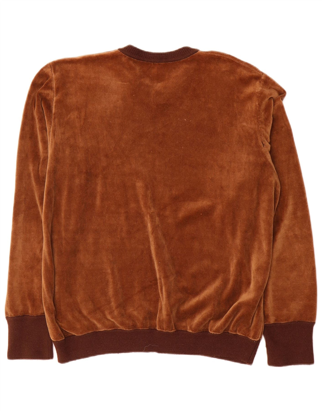 Vintage Mens Velour Sweatshirt Jumper Large Brown