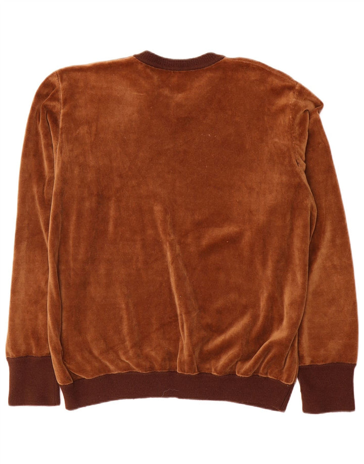 Vintage Mens Velour Sweatshirt Jumper Large Brown