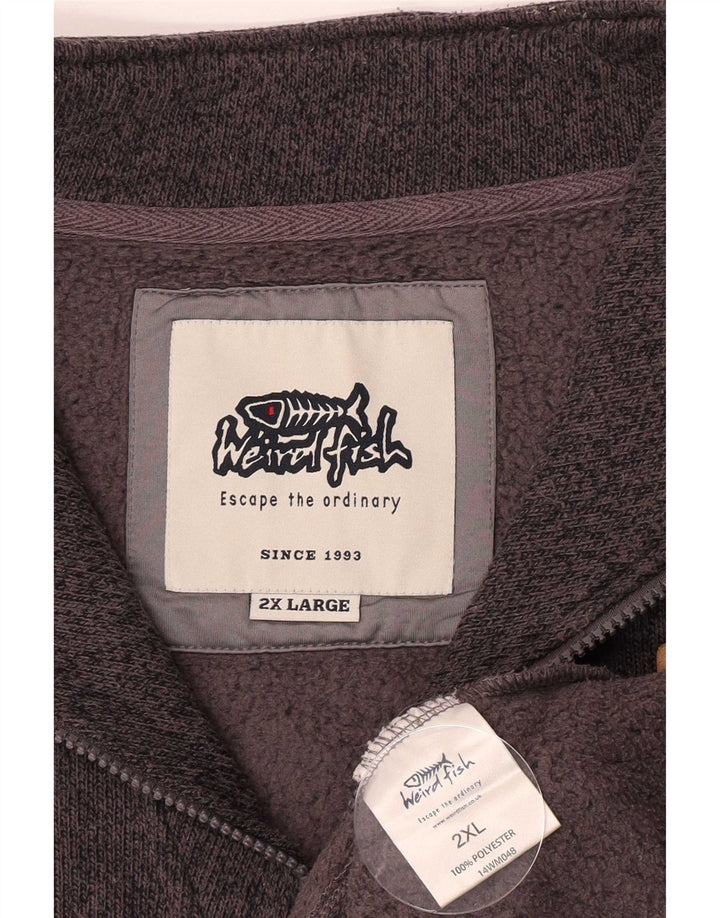 Weird Fish Mens Zip Neck Jumper Sweater 2XL Grey Polyester