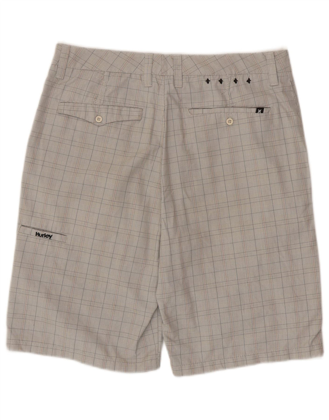 HURLEY Mens Cargo Shorts W32 Medium  Grey Check Polyester