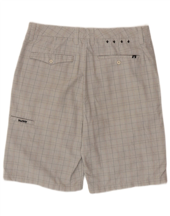 HURLEY Mens Cargo Shorts W32 Medium  Grey Check Polyester
