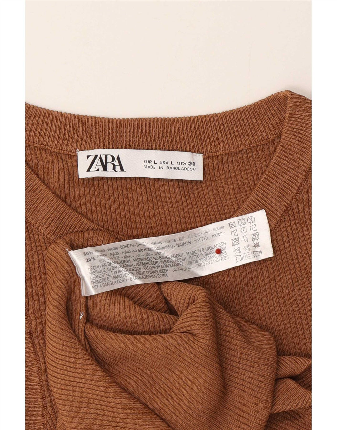 Zara Womens Vest Top UK 14 Large Brown Viscose