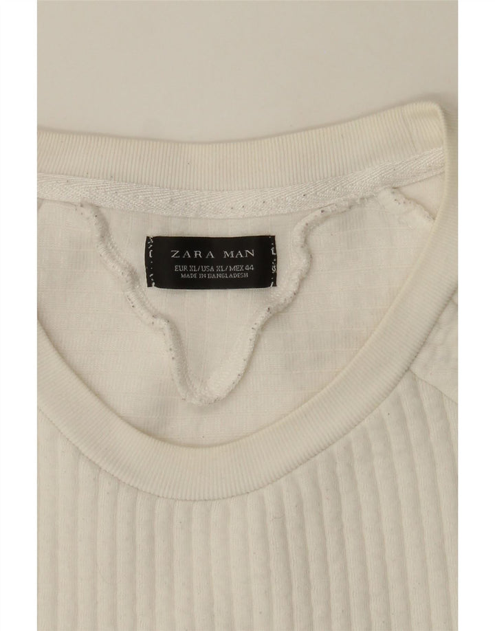 ZARA Mens Sweatshirt Jumper XL White Cotton Vintage Zara and Second-Hand Zara from Messina Hembry 