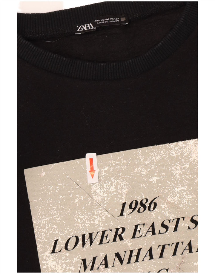 Zara Womens Graphic Sweatshirt Jumper UK 14 Medium Black