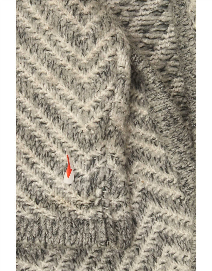 Marks & Spencer Womens Longline Cardigan Sweater UK 14 Medium Grey Chevron