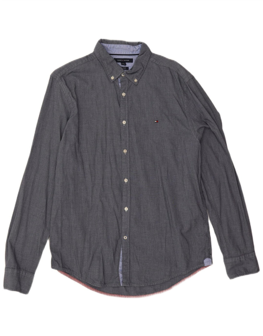 Tommy Hilfiger Mens Slim Fit Shirt Large Navy Blue Cotton