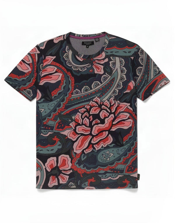 Ted Baker Mens T-Shirt Top Size 4 Large Multicoloured Floral Cotton