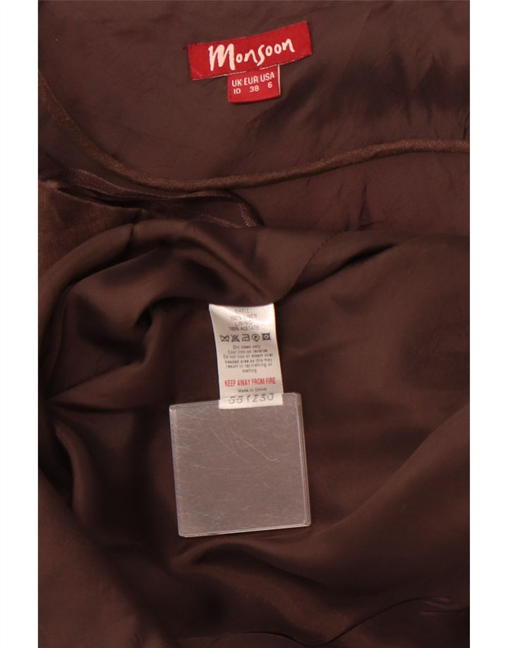 MONSOON Womens Halter Dress UK 10 Small Brown Linen