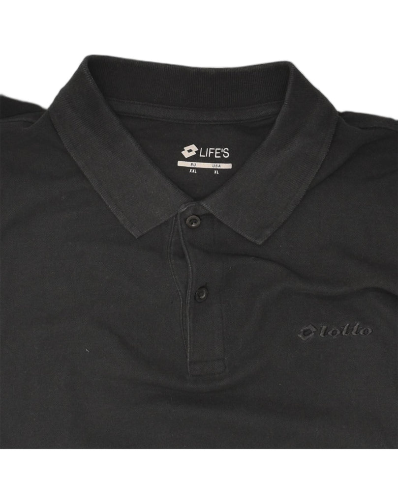 LOTTO Mens Polo Shirt 2XL Black Cotton | Vintage Lotto | Thrift | Second-Hand Lotto | Used Clothing | Messina Hembry 