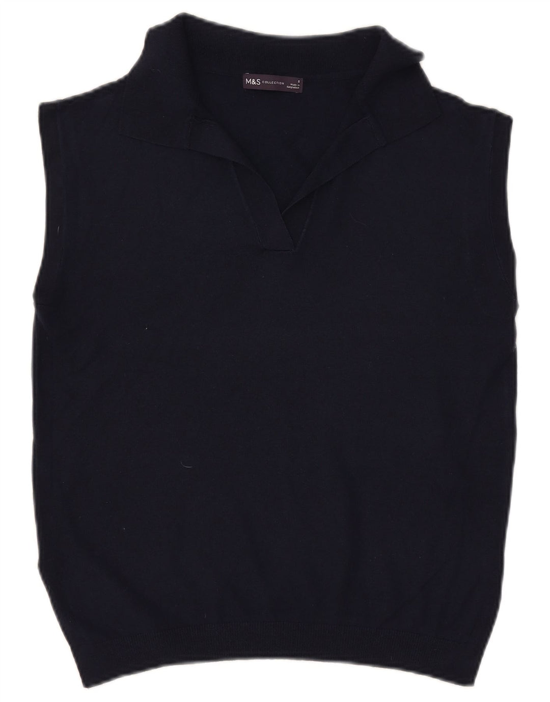 Marks & Spencer Womens Vest Tank Top UK 10 Small Navy Blue Polyester