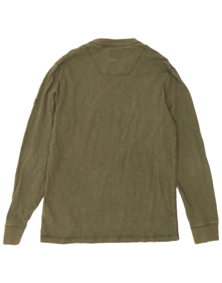 Timberland Mens Top Long Sleeve Small Green Cotton