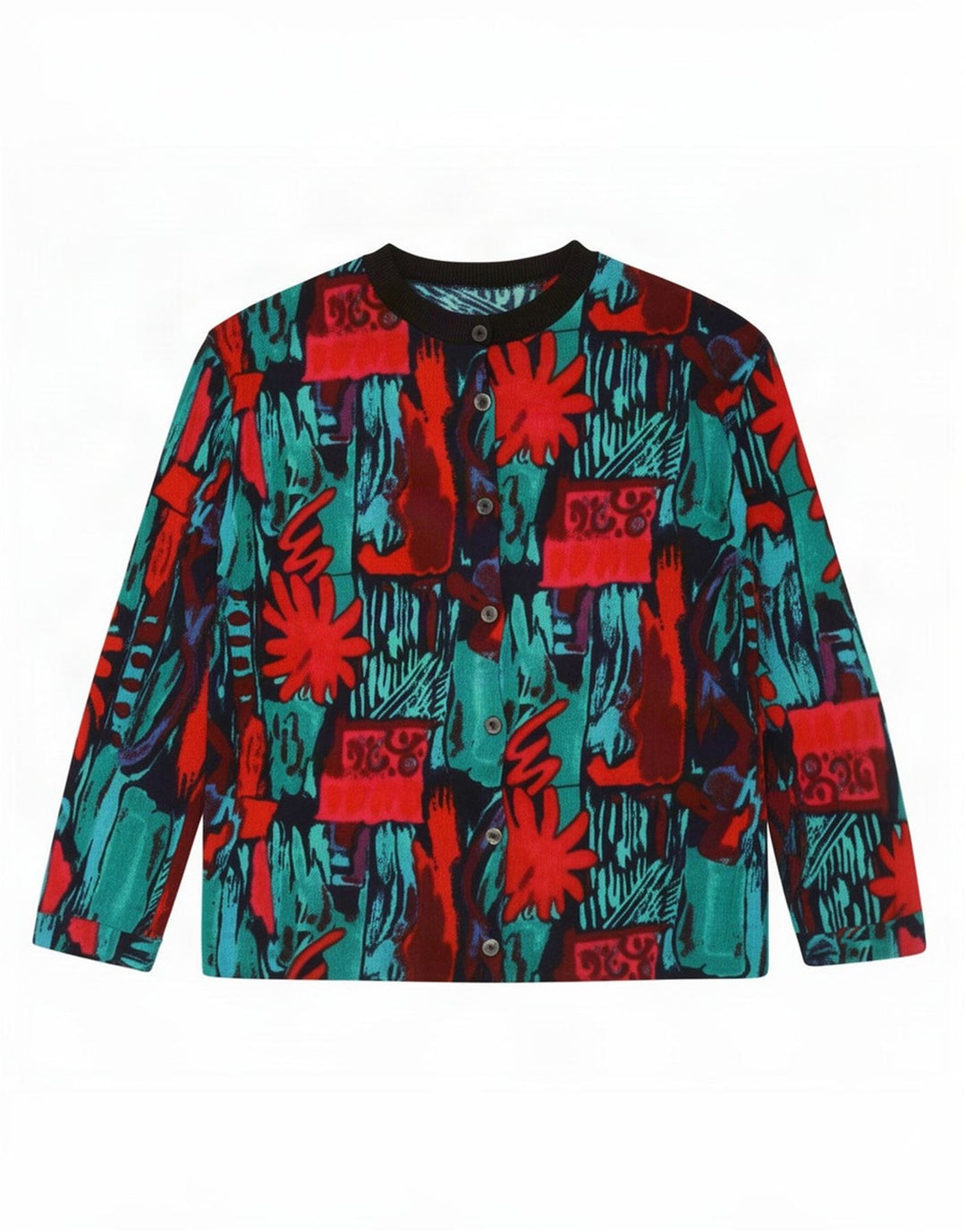 Vintage Womens Abstract Pattern Cardigan Sweater UK 16 Large Multicoloured