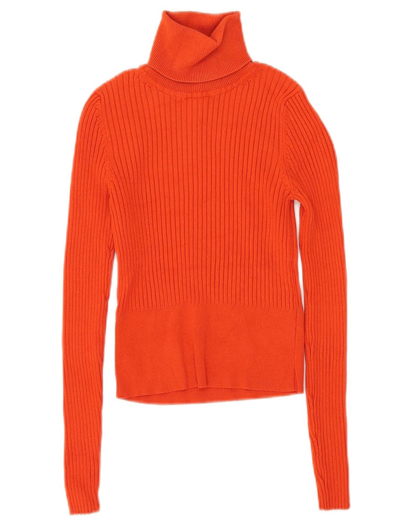 Zara Womens Crop Roll Neck Jumper Sweater UK 8 Small Orange Viscose