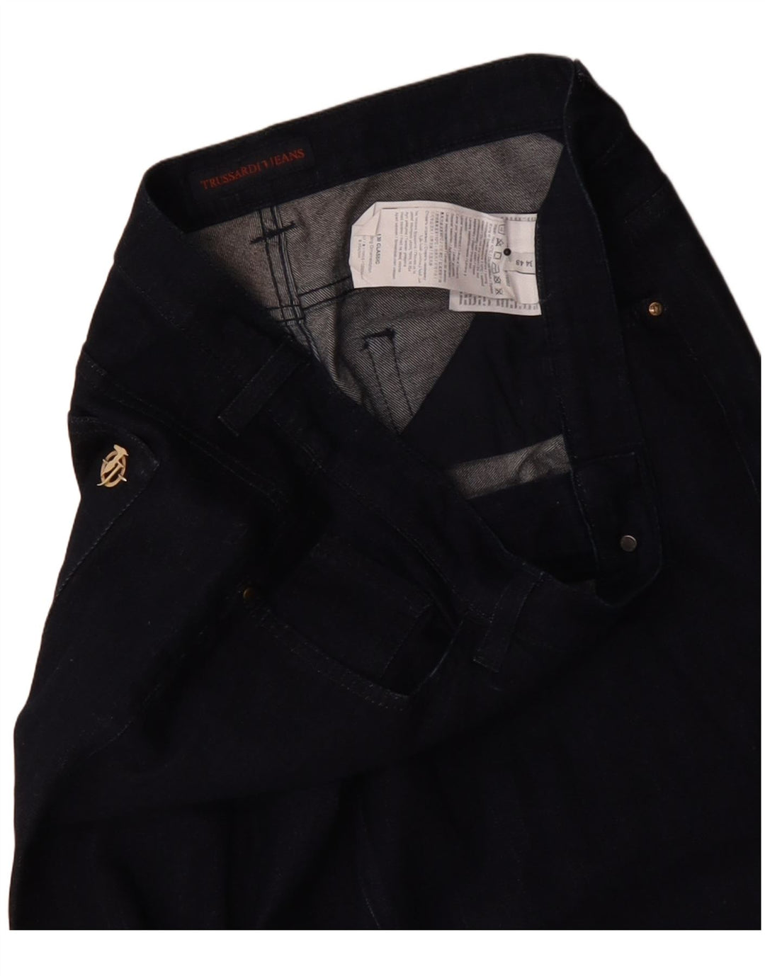 Trussardi Womens Straight Jeans IT 48 XL W34 L28 Navy Blue Polyester