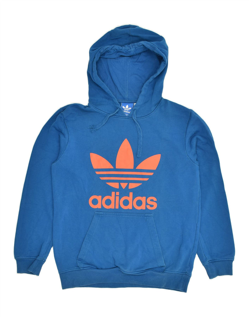 ADIDAS Mens Graphic Hoodie Jumper Small Blue Cotton | Vintage Adidas | Thrift | Second-Hand Adidas | Used Clothing | Messina Hembry 