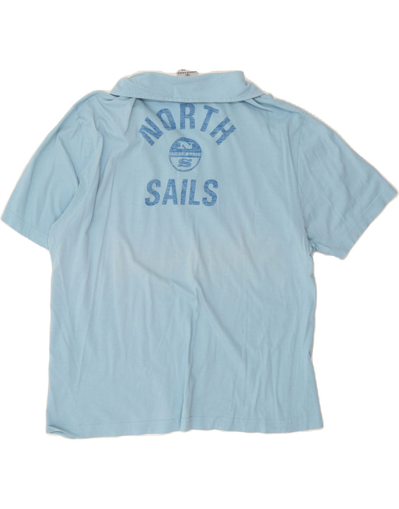 NORTH SAILS Mens Graphic Polo Shirt Large Blue Cotton Vintage North Sails and Second-Hand North Sails from Messina Hembry 