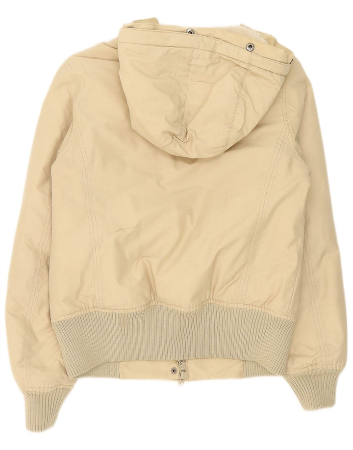 Woolrich Womens Hooded Oversized Padded Jacket UK 10 Small Beige Cotton