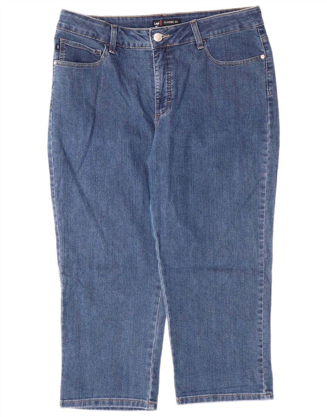 LEE Womens Classic Fit Capri Jeans US 16 2XL W34 L22 Blue Cotton