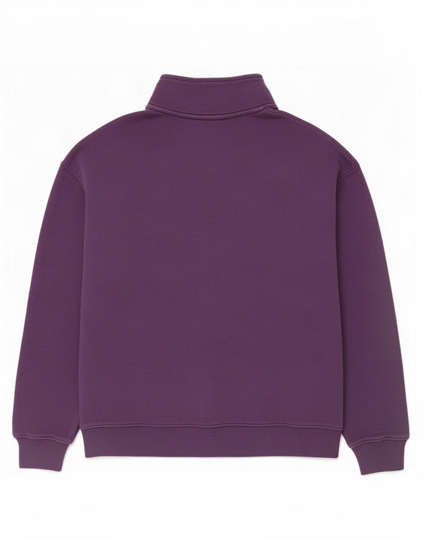Champion Mens Zip Neck Sweatshirt Jumper Large Purple Cotton