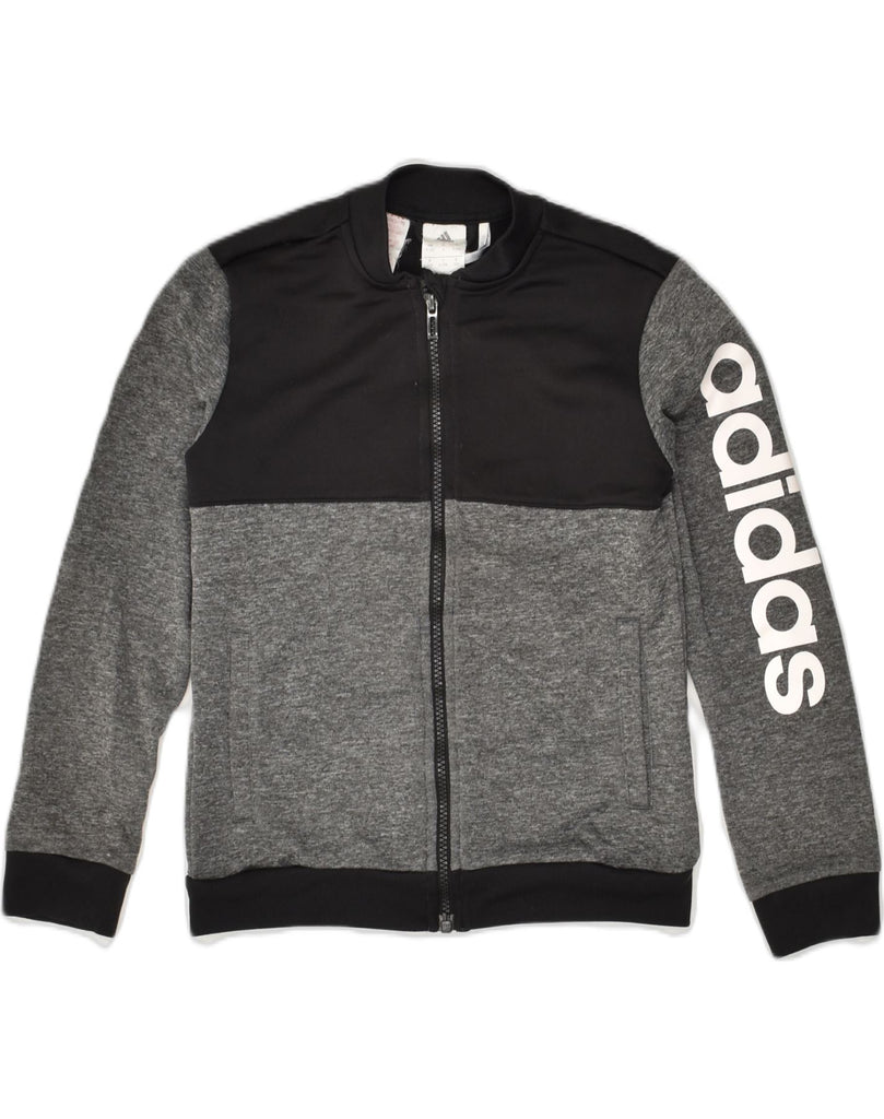 ADIDAS Boys Graphic Tracksuit Top Jacket 9-10 Years Grey Colourblock | Vintage Adidas | Thrift | Second-Hand Adidas | Used Clothing | Messina Hembry 