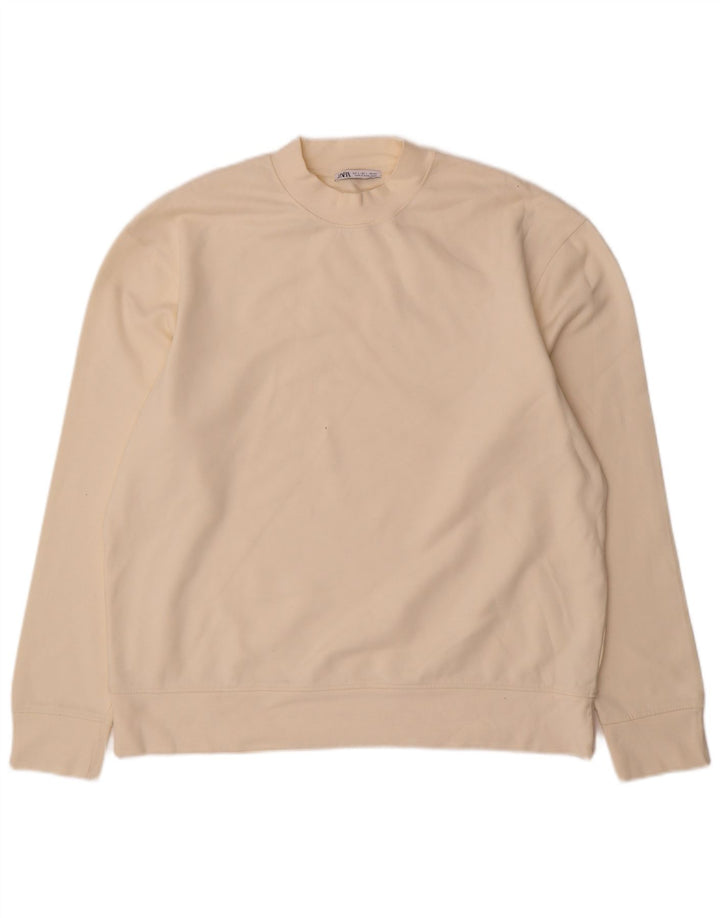 Zara Mens Sweatshirt Jumper Large Off White Cotton