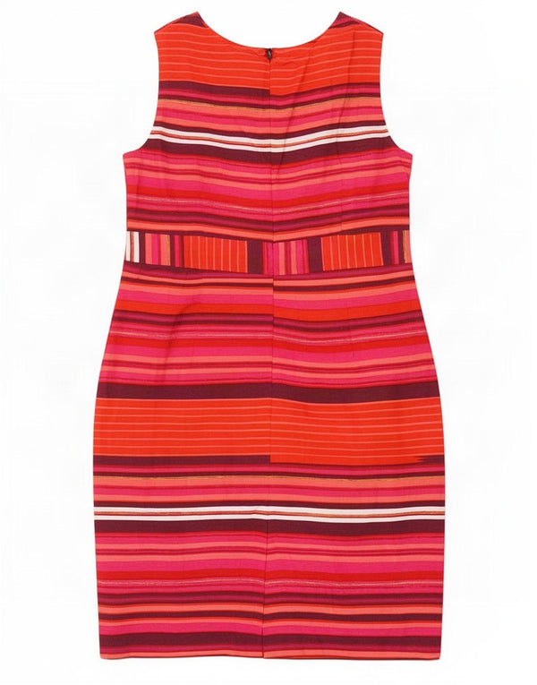 Kaliko Womens Sleeveless Sheath Dress UK 16 Large Red Striped Linen