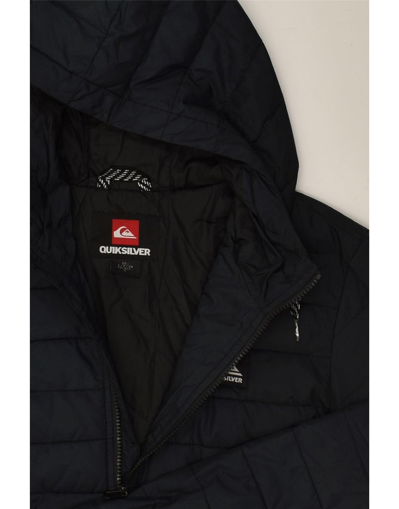 QUIKSILVER Mens Hooded Padded Jacket UK 36 Small Black Polyester | Vintage Quiksilver | Thrift | Second-Hand Quiksilver | Used Clothing | Messina Hembry 