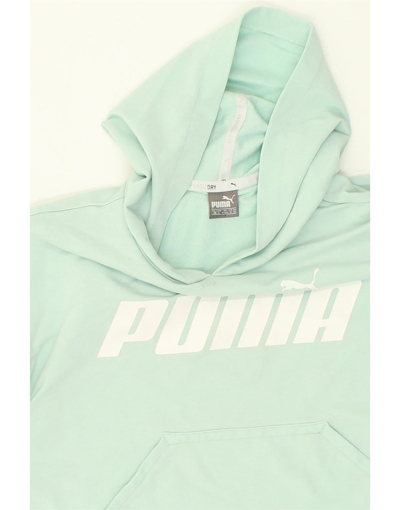 PUMA Girls Crop Hoodie Jumper 11-12 Years Green Cotton | Vintage Puma | Thrift | Second-Hand Puma | Used Clothing | Messina Hembry 