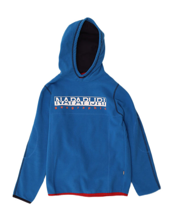 Napapijri Boys Graphic Hooded Fleece Jumper 13-14 Years Blue Sports