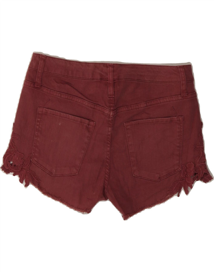MOSSIMO Womens High Waist Denim Shorts US 6 Medium W28 Maroon Floral Vintage Mossimo and Second-Hand Mossimo from Messina Hembry 
