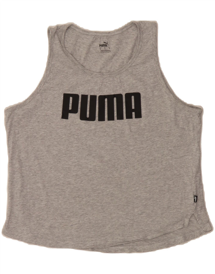 PUMA Womens Graphic Vest Top UK 14 Medium Grey Flecked Vintage Puma and Second-Hand Puma from Messina Hembry 