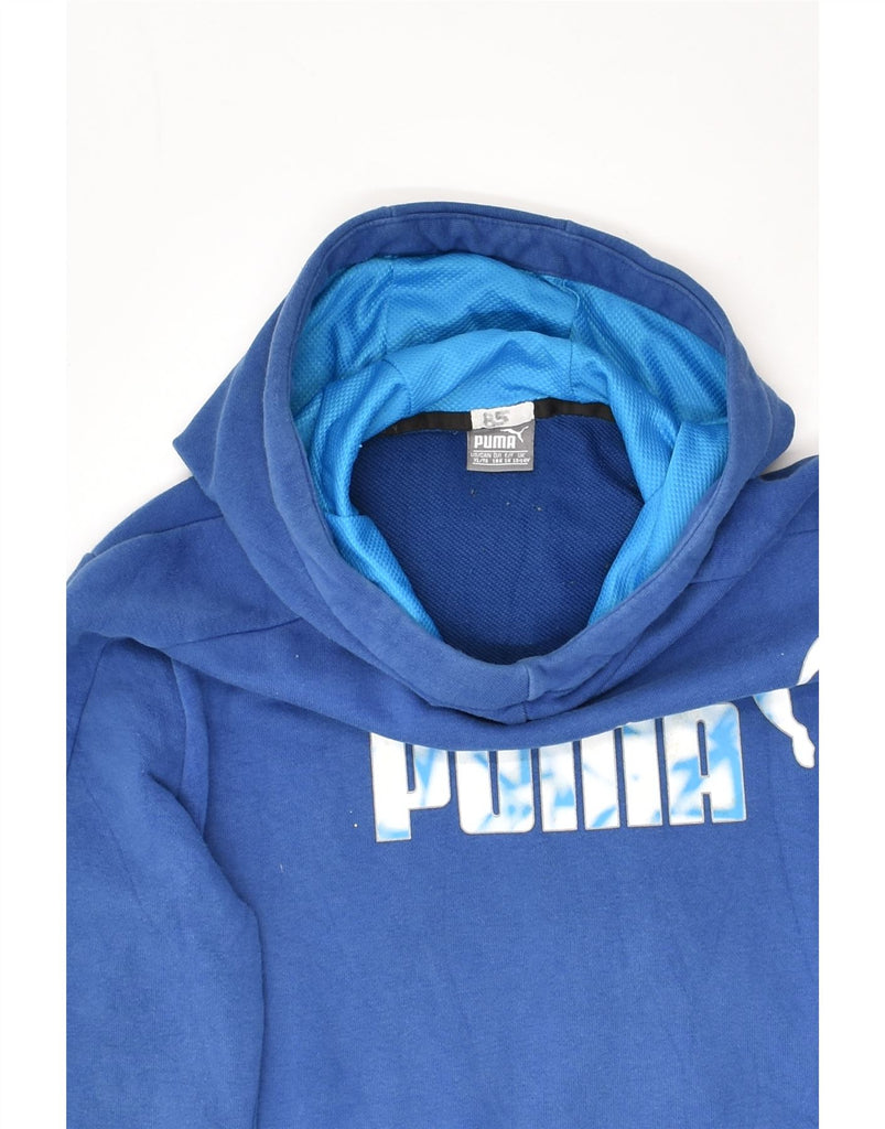PUMA Boys Graphic Hoodie Jumper 13-14 Years Blue Cotton | Vintage Puma | Thrift | Second-Hand Puma | Used Clothing | Messina Hembry 