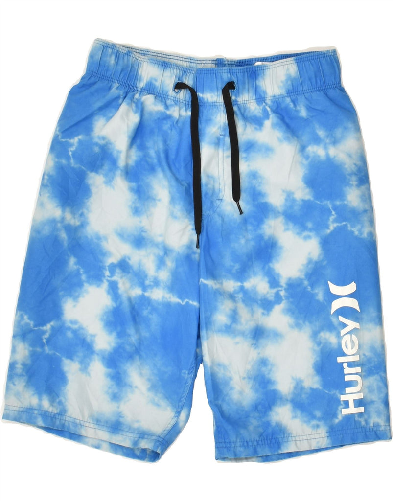 HURLEY Boys Graphic Sport Shorts 10-11 Years Blue Tie Dye Polyester | Vintage Hurley | Thrift | Second-Hand Hurley | Used Clothing | Messina Hembry 