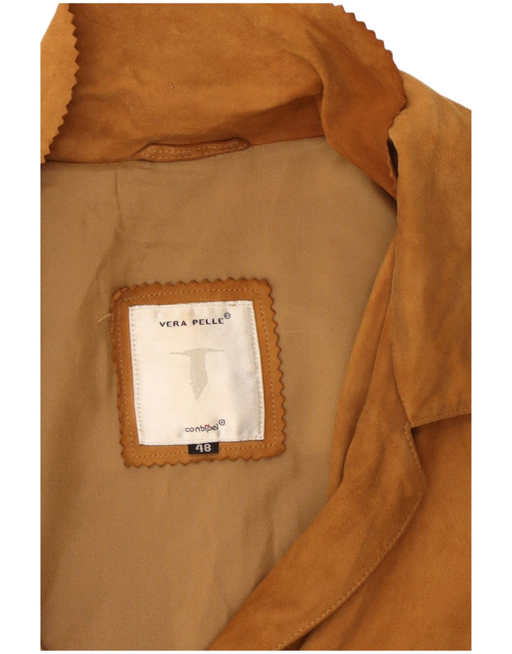 CONBIPEL Womens Oversized Suede Overcoat IT 48 XL Beige Leather