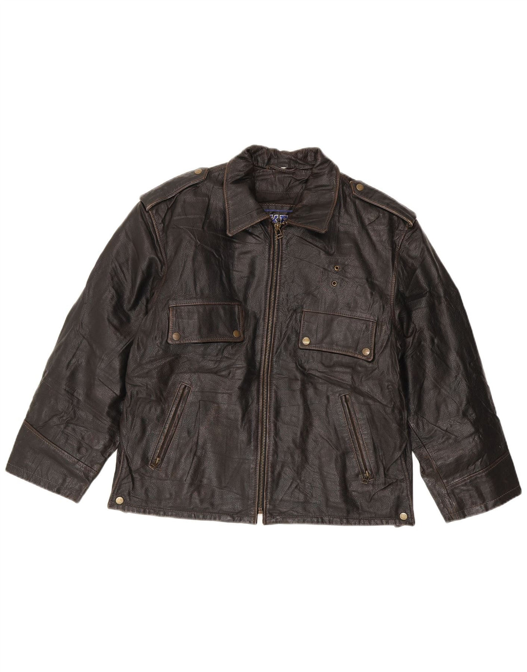 Bikers Mens Leather Biker Jacket IT 52 XL Brown Leather