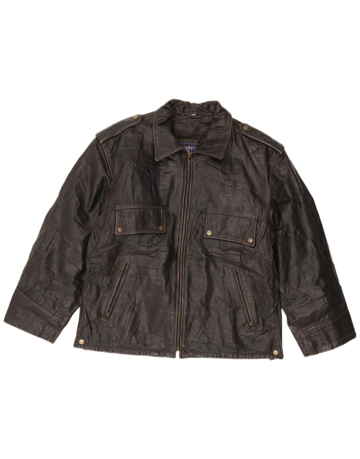Bikers Mens Leather Biker Jacket IT 52 XL Brown Leather