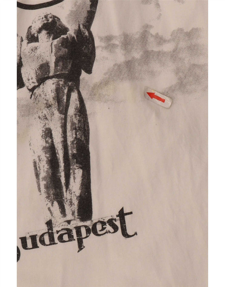 Hard Rock Cafe Mens Budapest Graphic T-Shirt Top Small White Cotton