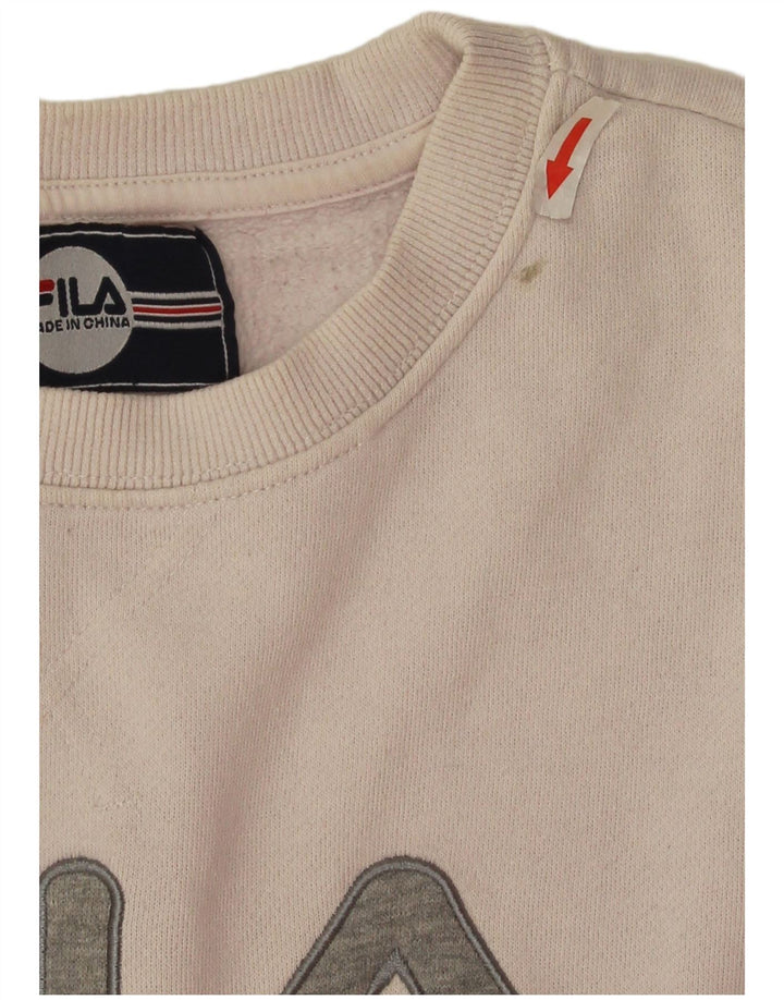 Fila Womens Oversized Crop Sweatshirt Jumper UK 16 Large Off White