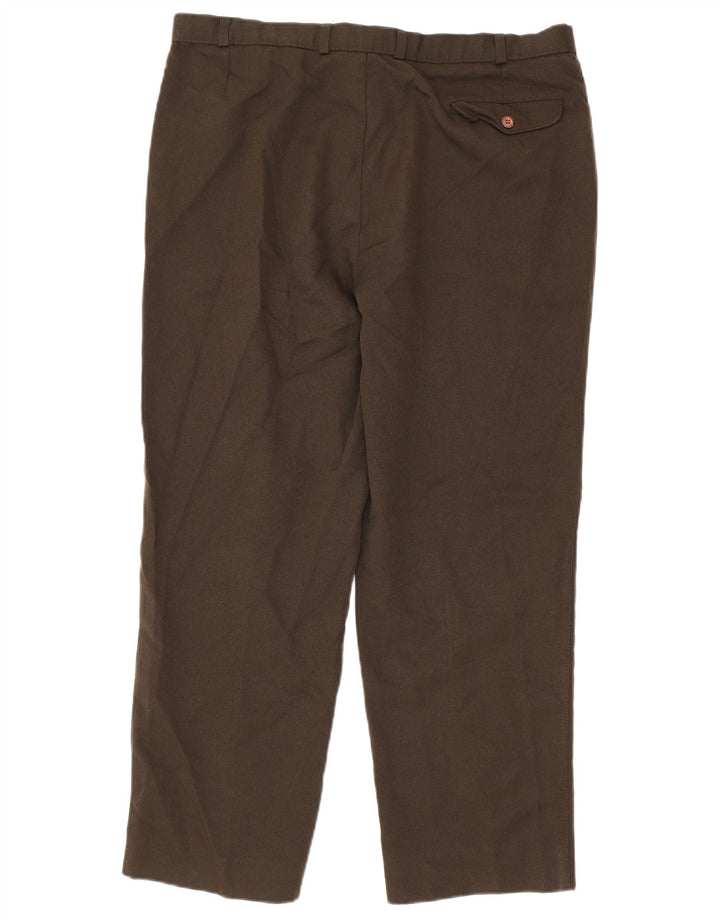 Marks & Spencer Mens Tapered Casual Trousers W38 L31 Brown Polyester