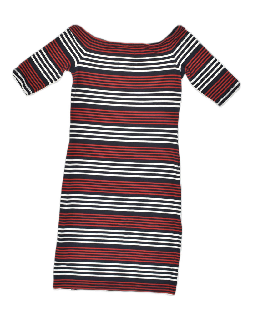 SUPERDRY Womens 3/4 Sleeve T-Shirt Dress UK 8 Small Red Striped Cotton | Vintage Superdry | Thrift | Second-Hand Superdry | Used Clothing | Messina Hembry 