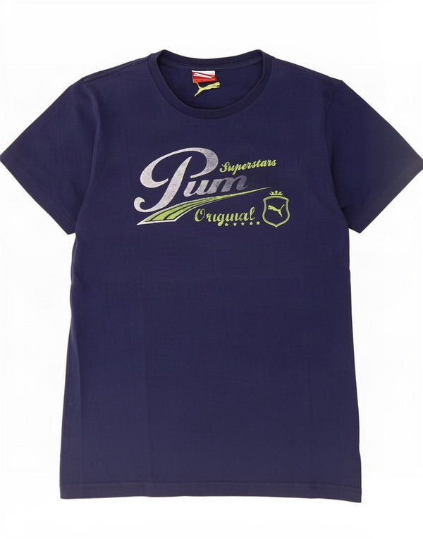 Puma Mens Graphic T-Shirt Top Small Navy Blue Cotton