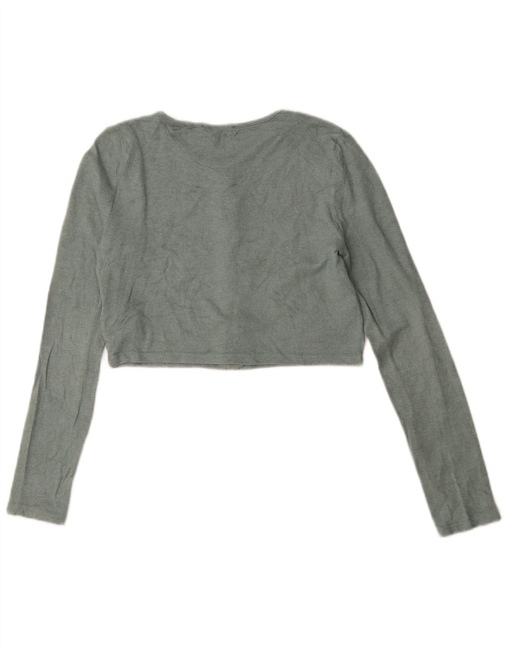 Zara Womens Crop Cardigan Sweater UK 12 Medium Green Viscose