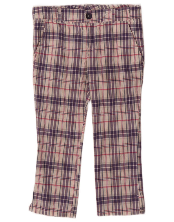 BENETTON Girls Chino Trousers 10-11 Years XL W28 L19  Purple Check